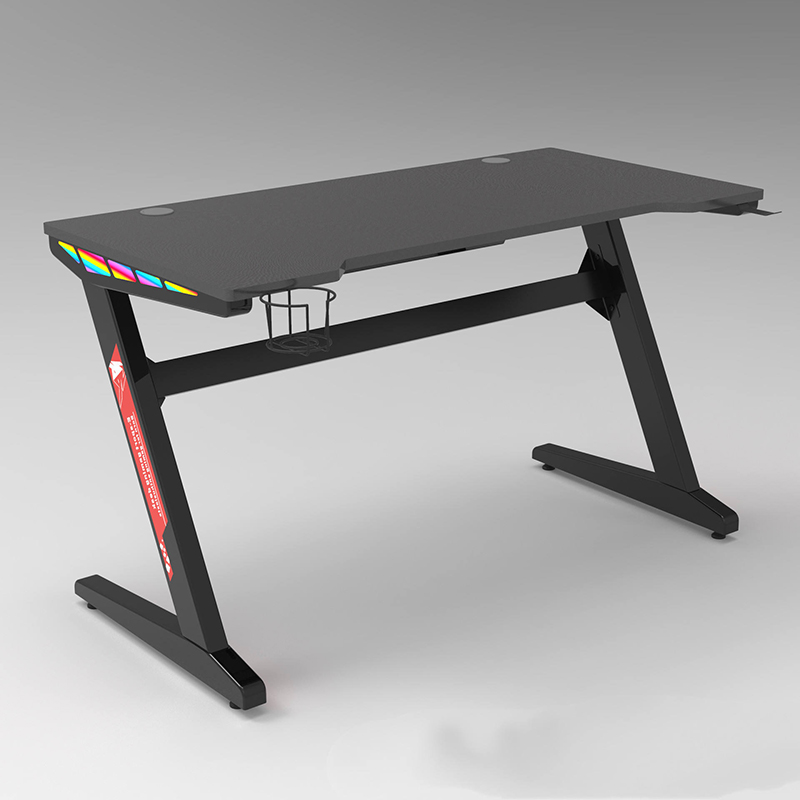 Escritorio de juego para computadora de nuevo diseño, escritorio de juego en forma de Z, escritorio de juego de altura ajustable 
