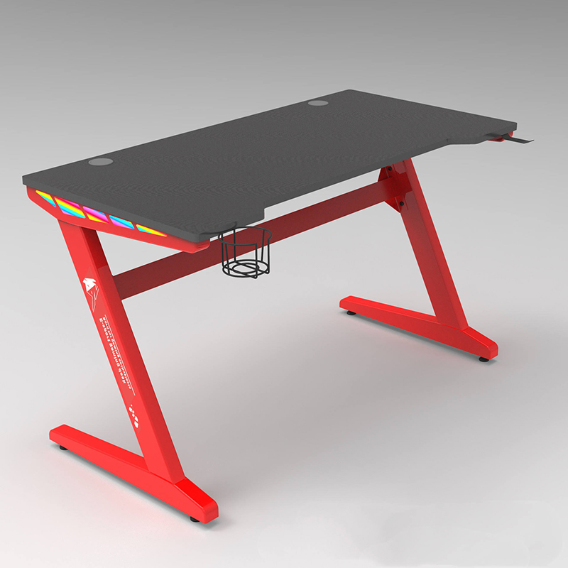 Escritorio de juego para computadora de nuevo diseño, escritorio de juego en forma de Z, escritorio de juego de altura ajustable 