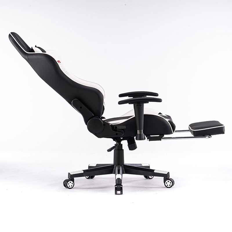 Silla ergonómica de juego, silla de juego giratoria reclinable de cuero, silla de juego negra 