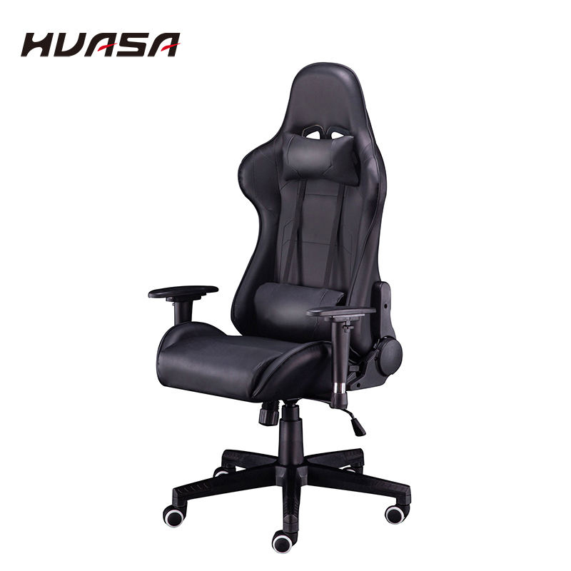 Silla de juego giratoria de cuero negro, venta directa de fábrica 