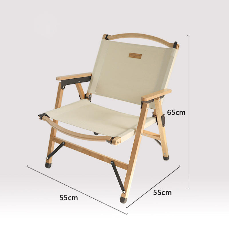 Silla de camping de lona de madera ligera para exteriores 