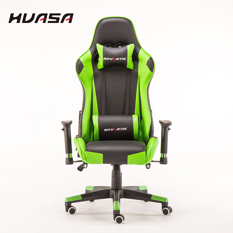 Silla de juego de cuero PU verde moderna de alta calidad 