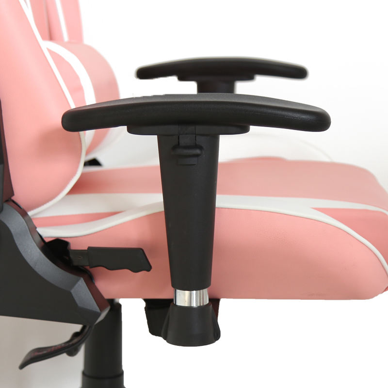 Silla de juego rosa con respaldo alto, silla de juego ergonómica ajustable 180 grados con reposapiés 