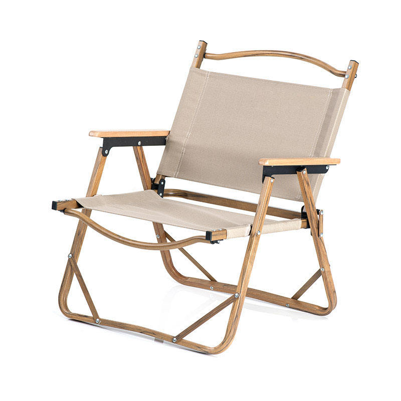 Sillas de camping con estructura metálica y madera para exteriores personalizadas, silla de camping plegable en la playa 