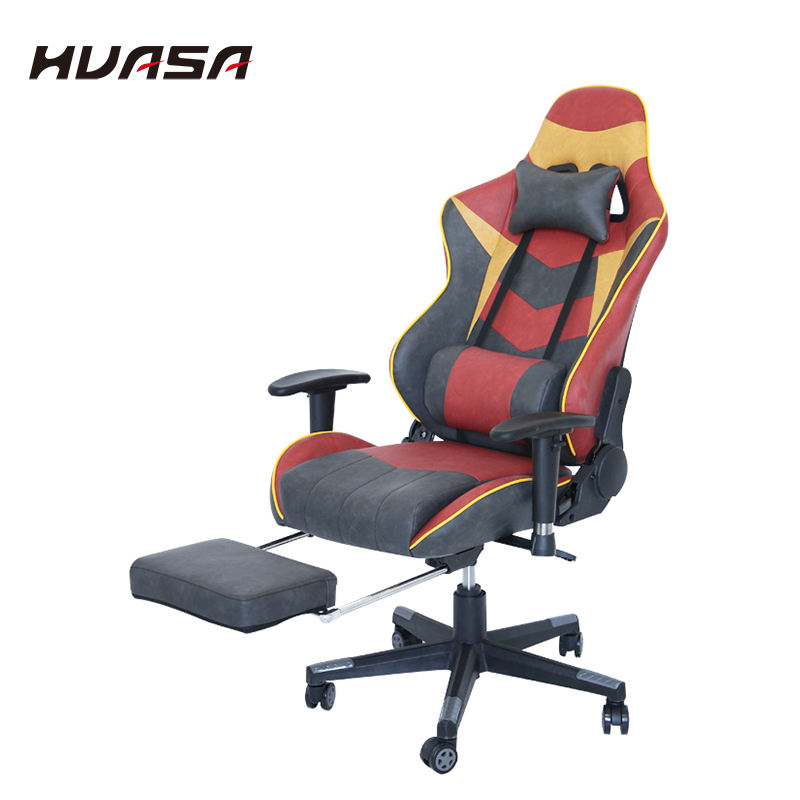 Silla ergonómica de gama alta, gran oferta, retra, de cuero auténtico para juegos con reposapiés 