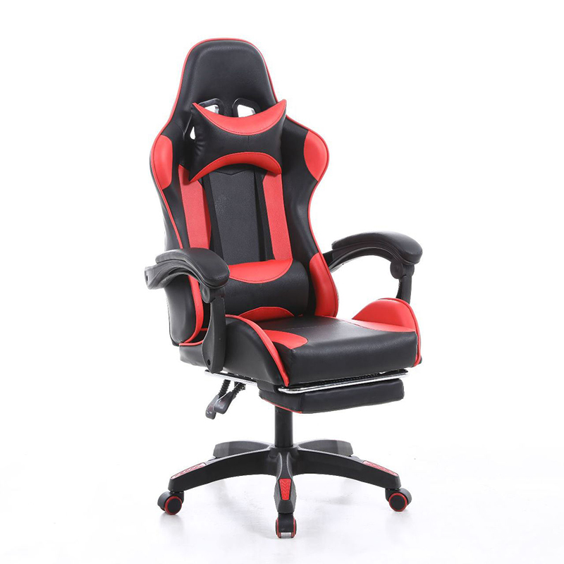 Silla de juego roja con respaldo alto, muebles de oficina 