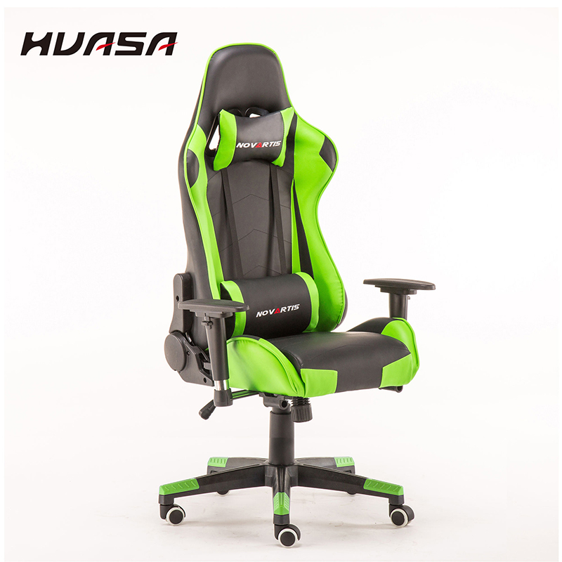 Silla de juego de cuero PU verde moderna de alta calidad 