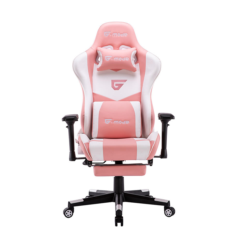 Muestra gratis, silla de juego rosa con reposapiés y almohada lumbar HS803-1 