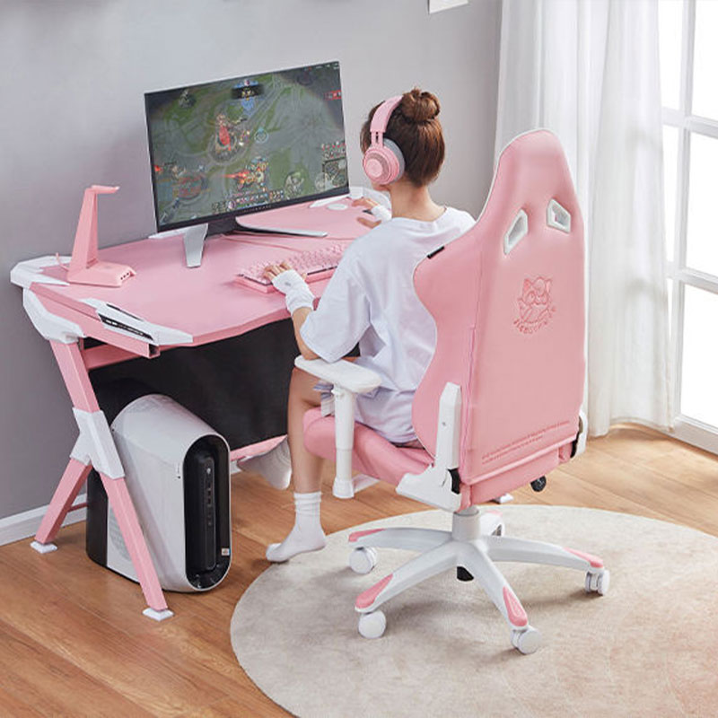 Silla giratoria bonita para dormitorio de niña, silla rosa bonita para juegos de ordenador, color rosa, novedad de 2021 