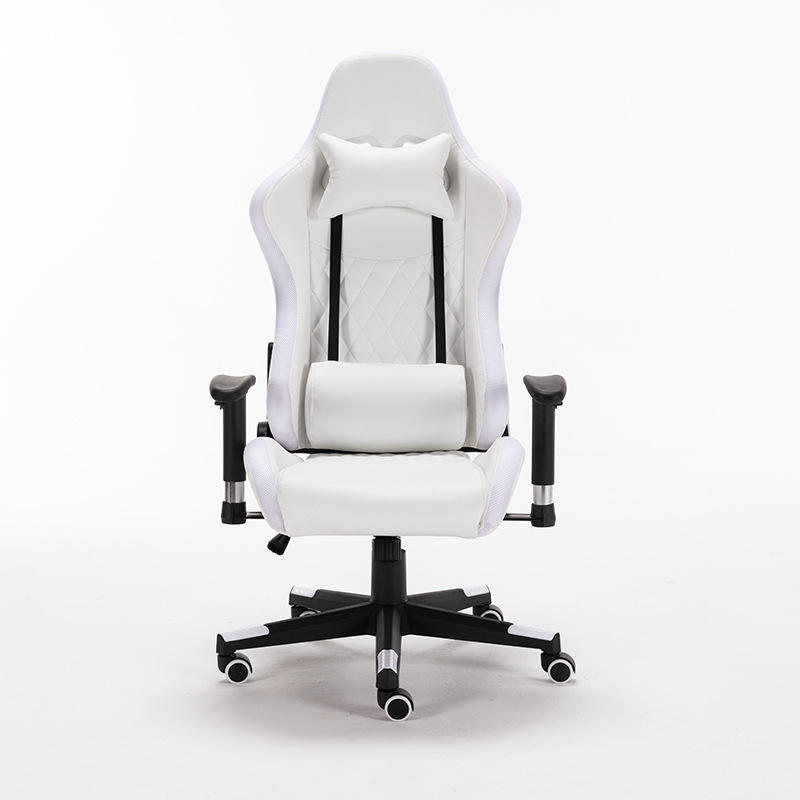 Silla de juego ergonómica blanca con luz LED de moda de venta directa 