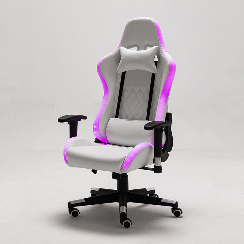 Silla de juego ergonómica blanca con luz LED de moda de venta directa 