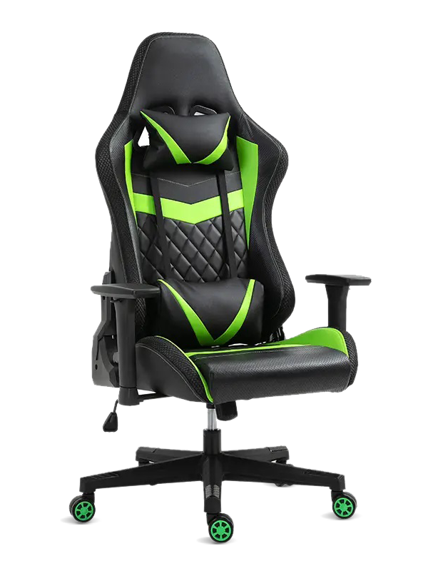 Silla de juego ergonómica con respaldo alto negra, silla de juego de cuero con reposabrazos de 2D 