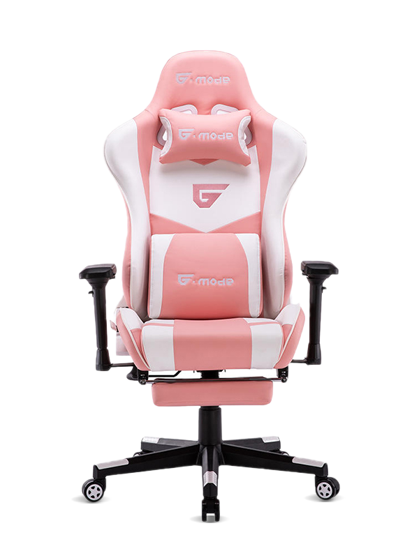 Muestra gratis, silla de juego rosa con reposapiés y almohada lumbar HS803-1 