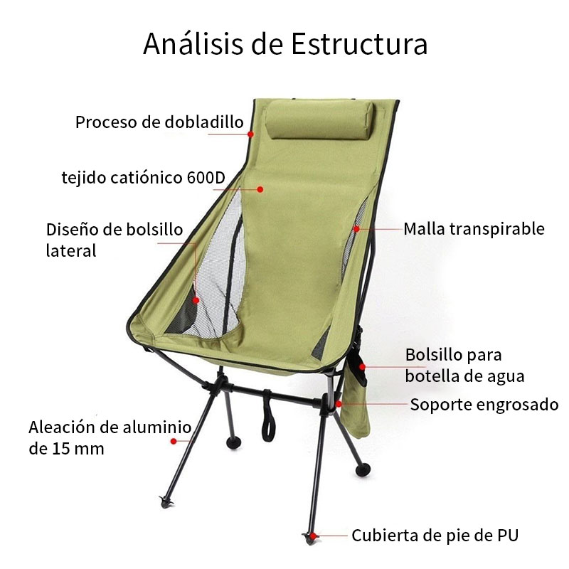 Muebles de camping, silla de camping plegable ultraligera y de alta carga 