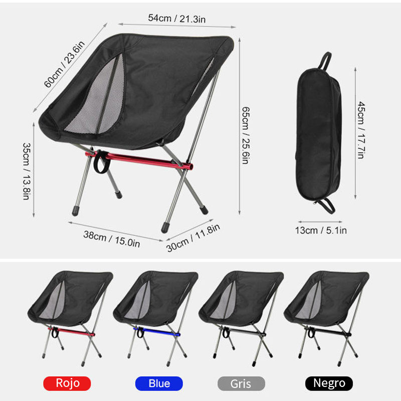 Silla de playa al aire libre, silla de camping plegable de aluminio, silla de picnic ligera y portátil 