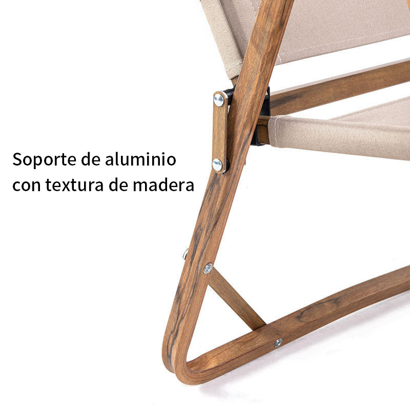 Sillas de camping con estructura metálica y madera para exteriores personalizadas, silla de camping plegable en la playa 