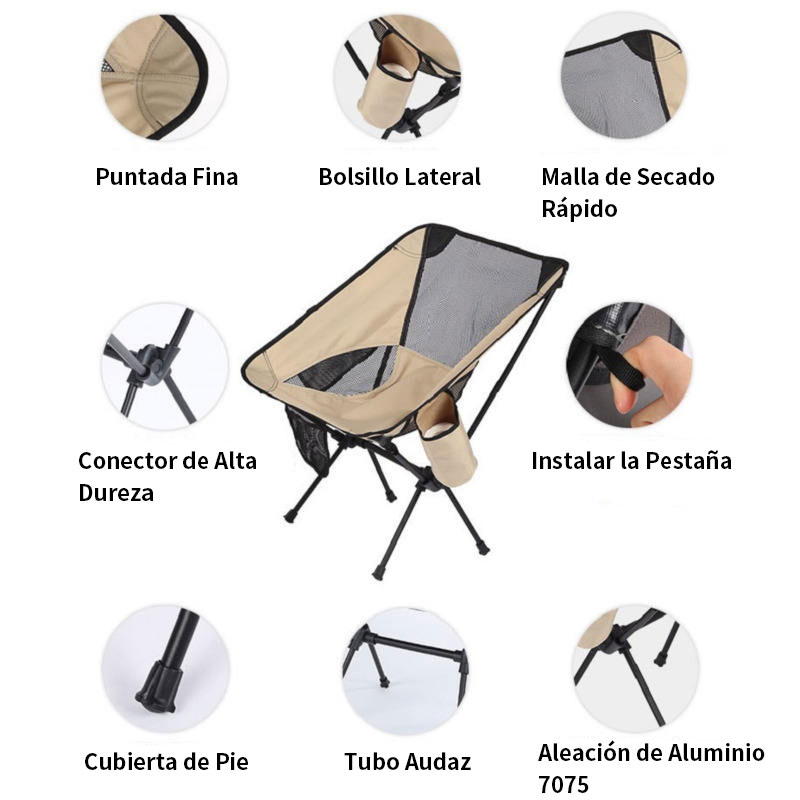 Nuevos productos de ocio de 2022, silla de camping de aluminio ligera y plegable, silla de camping ajustable 