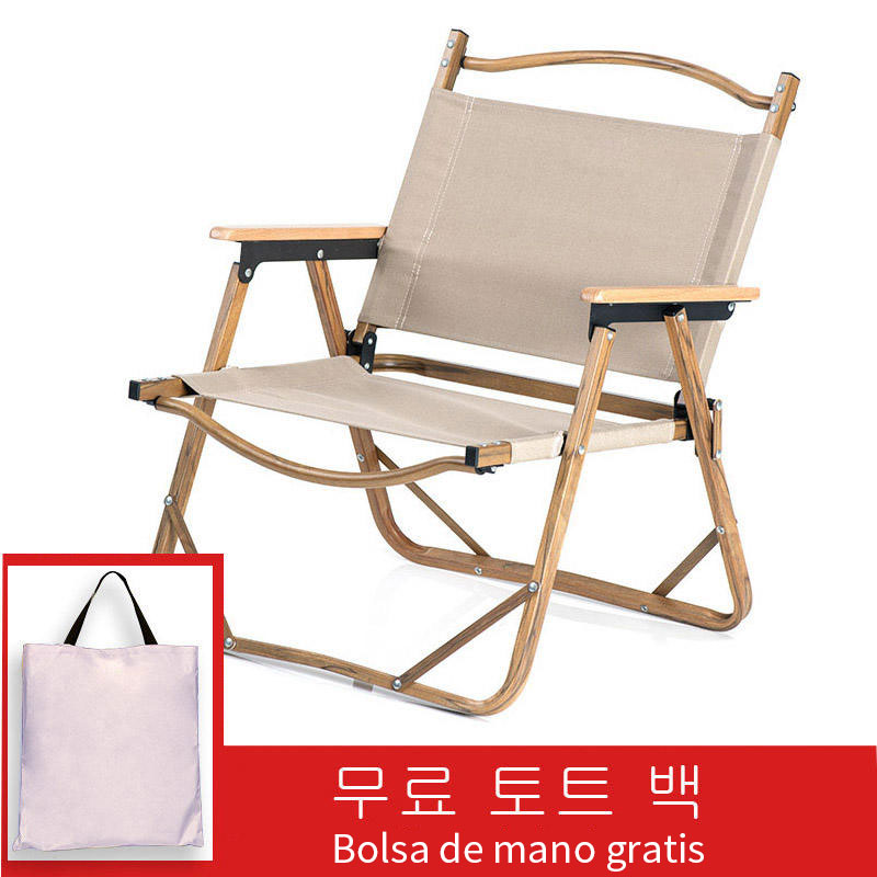 Sillas de camping con estructura metálica y madera para exteriores personalizadas, silla de camping plegable en la playa 